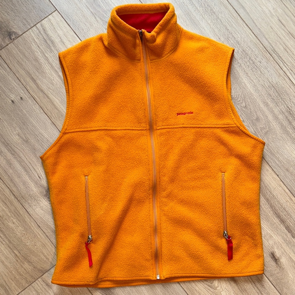 PATAGONIA SYNCHILLA Vintage Orange Sleeveless Fleece Zip Up Vest